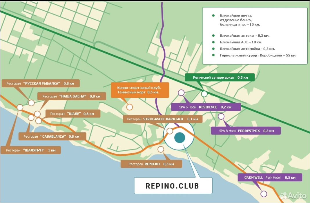 Карта репино ленинградской области с достопримечательностями