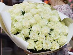 Букет из белых эквадорских роз,11,25,51,101 роза