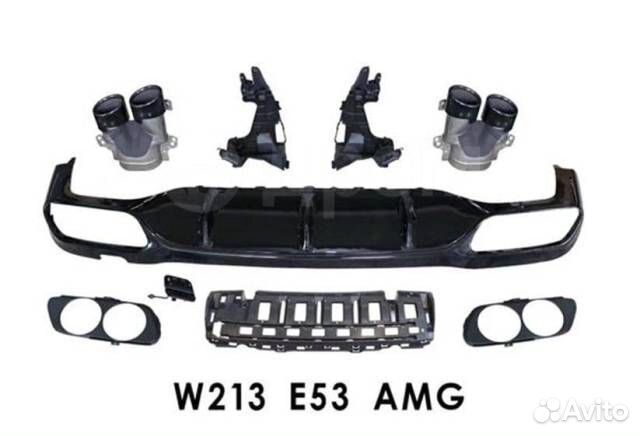 Диффузор с насадками Mercedes w213 E53 AMG