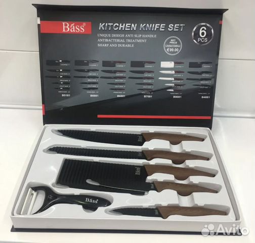 Набор ножей 6 предметов bass (пластик.ручка)