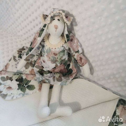 Плед покрывало Тильда зайка вафельное полотно