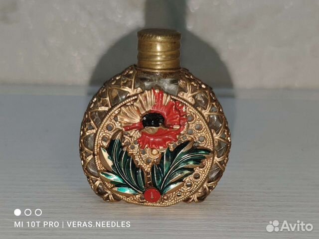 Винтаж флакон для духов красный мак Чехословакия