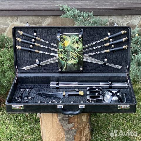 Шашлычный Набор шампуров в деревянном кейсе 