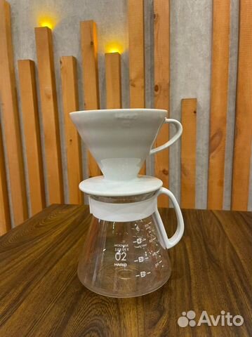 V60 hario Чайник белый + воронка керамическая