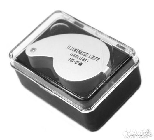 Лупа ювелирная 40х-25мм с подсветкой (2 LED)