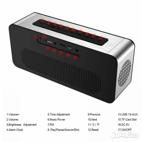 Часы-колонка sardine A10 с bluetooth и fm радио Часы-колонка sardine A10 с bluetooth и fm радио