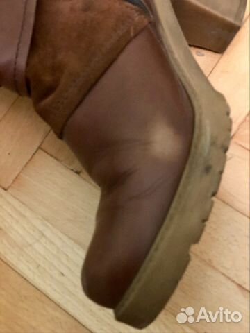 Замшевые сапоги на каблуке