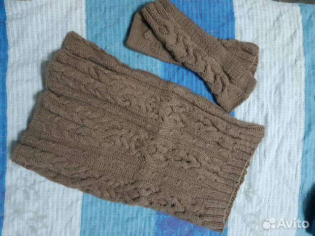 Набор снуб и перчатки длинные ручная работа новые