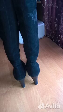 Сапоги замшевые на узкую ножку