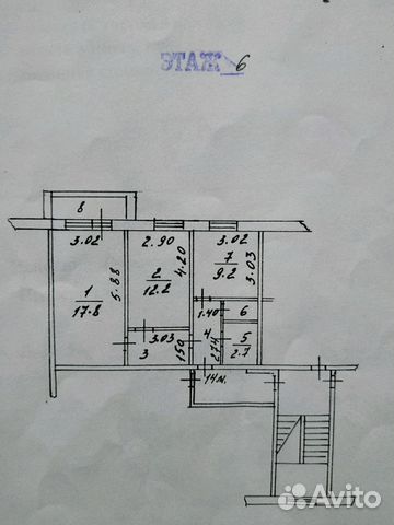 2-к квартира, 54 м², 6/6 эт.