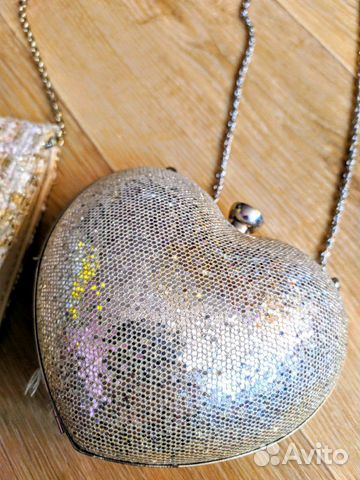 Клатч твидовый и сердечко блестящее