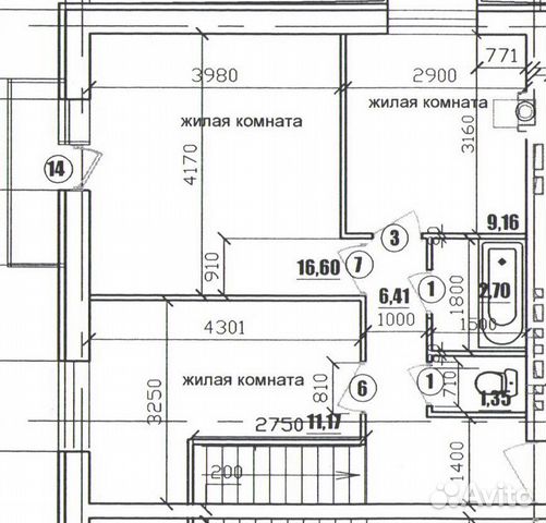 3-к квартира, 96.4 м², 5/6 эт.