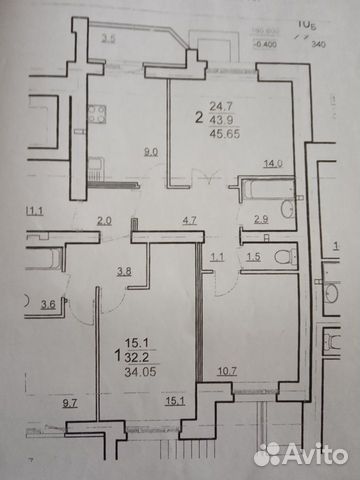 2-к квартира, 45.7 м², 7/10 эт. 2-к квартира, 45.7 м², 7/10 эт.