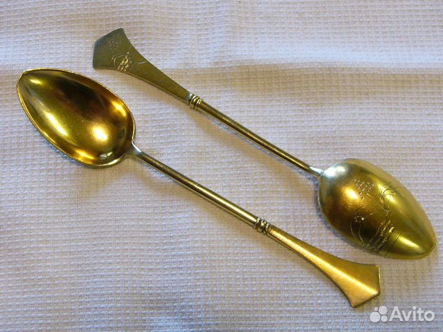Серебряная чайная ложка 875 проба в золоте СССР