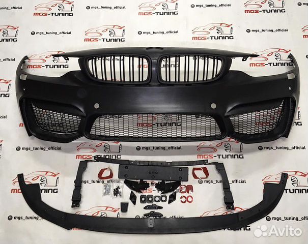 Бампер передний BMW f32 М4- Look + матовые ноздри
