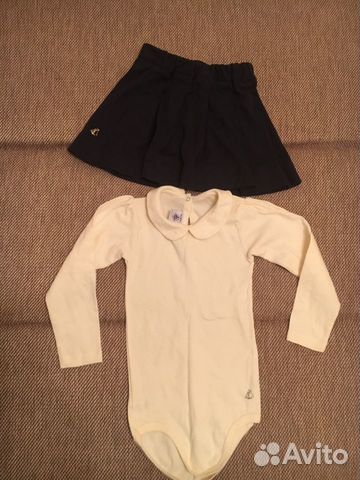 Юбка и боди Petit Bateau, с длинным рукавом.(компл