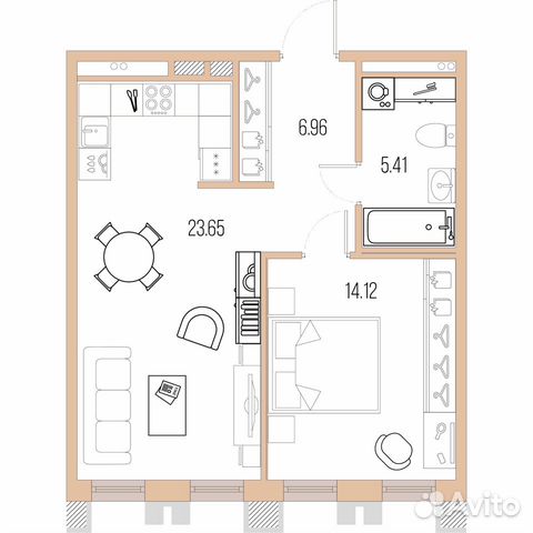 1-к квартира, 50.1 м², 2/8 эт. 1-к квартира, 50.1 м², 2/8 эт.