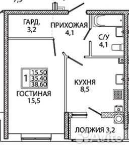1-к квартира, 39 м², 16/18 эт.