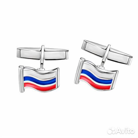 Серебряные запонки Триколор, эмаль Серебряные запонки Триколор, эмаль