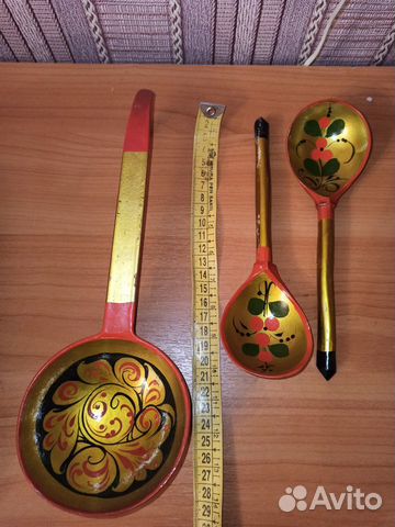 Ложки деревянные+черпак хохлома. СССР за комплект Ложки деревянные+черпак хохлома. СССР за комплект