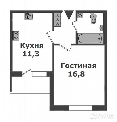 1-к квартира, 38.1 м², 9/14 эт.
