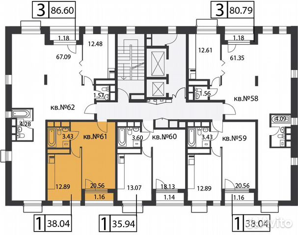 1-к квартира, 38 м², 14/20 эт. 1-к квартира, 38 м², 14/20 эт.