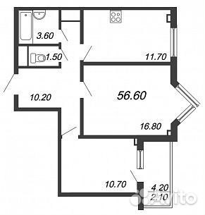 2-к квартира, 56.6 м², 21/23 эт. 2-к квартира, 56.6 м², 21/23 эт.