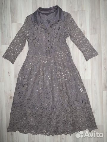 Новое серое кружевное Платье AMN Lusio, S, 42