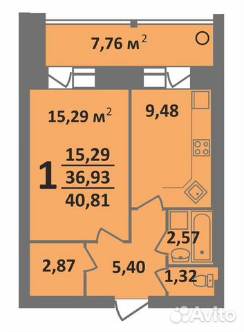 1-к квартира, 41.8 м², 4/10 эт.