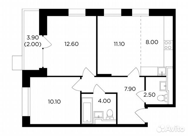 3-к квартира, 58.2 м², 4/17 эт. 3-к квартира, 58.2 м², 4/17 эт.