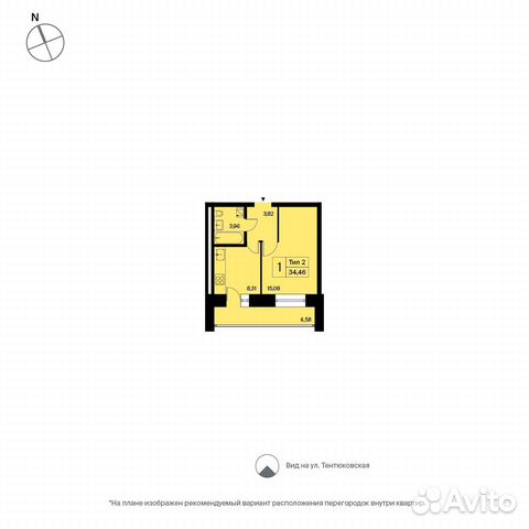 1-к квартира, 34.5 м², 13/16 эт. 1-к квартира, 34.5 м², 13/16 эт.