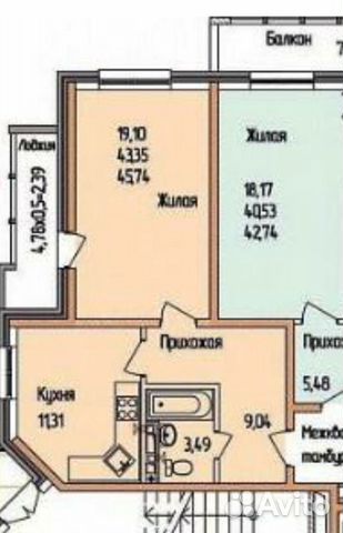 1-к квартира, 50 м², 7/16 эт.