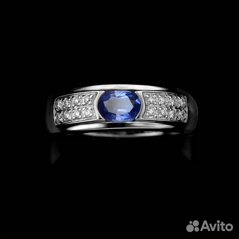 Кольцо из б.з. с сапфиром 0,45ct и брилл. 0,11ct