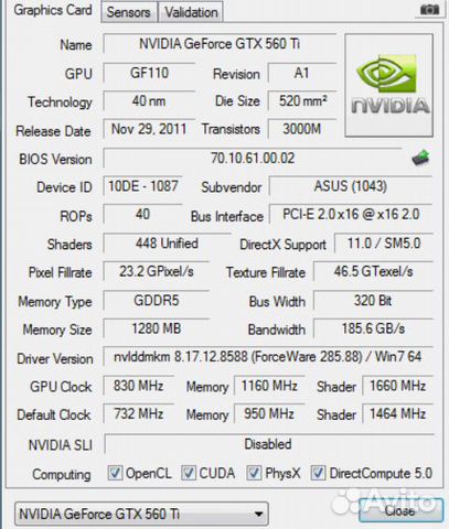 Видеокарта asus GeForce GTX 560 Ti нерабочая Видеокарта asus GeForce GTX 560 Ti нерабочая