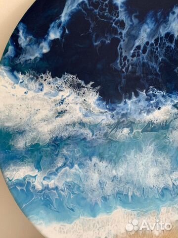 Картина море эпоксидная смола круг 40 см Картина море эпоксидная смола круг 40 см