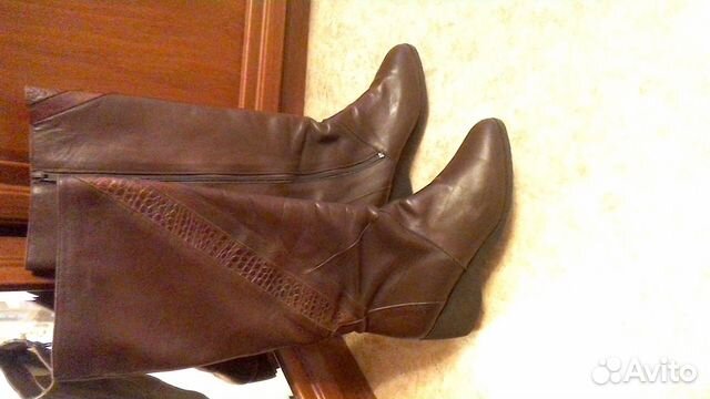 Сапоги осенние коричн.из нат.кожи