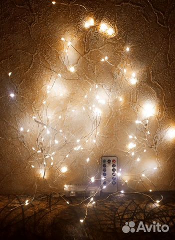 Гирлянда 10м теплый свет с пультом
