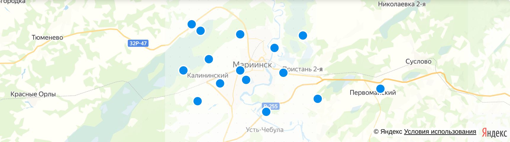 Мариинск на карте Кемеровской области. Аптека ру мариинск
