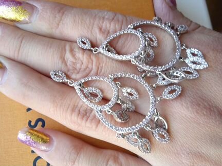 Серьги серебро цирконы