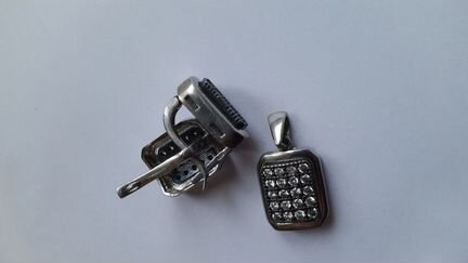 Комплект серебро 925 серьги кулон подвеска кольцо