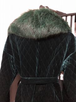 Зимнее пальто бархат и песец