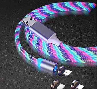Магнитный светодиодный USB кабель быстрой зарядки