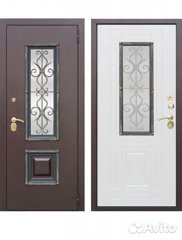 Входная дверь с ковкой Венеция Беленый дуб