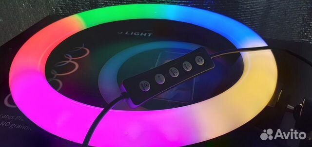 Цветная кольцевая лампа RGB LED 26см со штативом