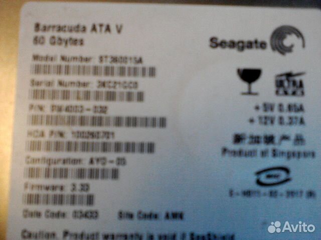 Нерабочий жёсткий диск Seagate Barracuda 160GB3.5