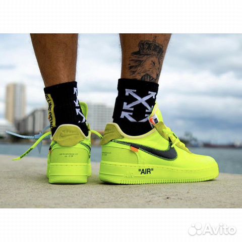 Кроссовки nike air force 1 x off white volt