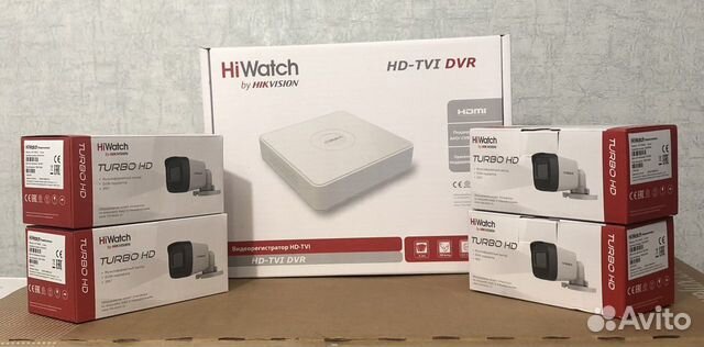 Комплект видеонаблюдения 4 камеры 5 Мп со звуком