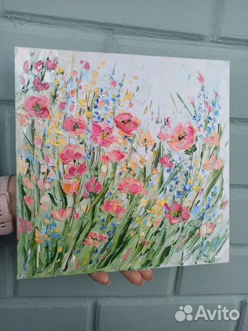 Картина с цветами маслом на холсте цветы