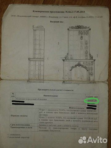 Комплект изразцовой облицовки для камина