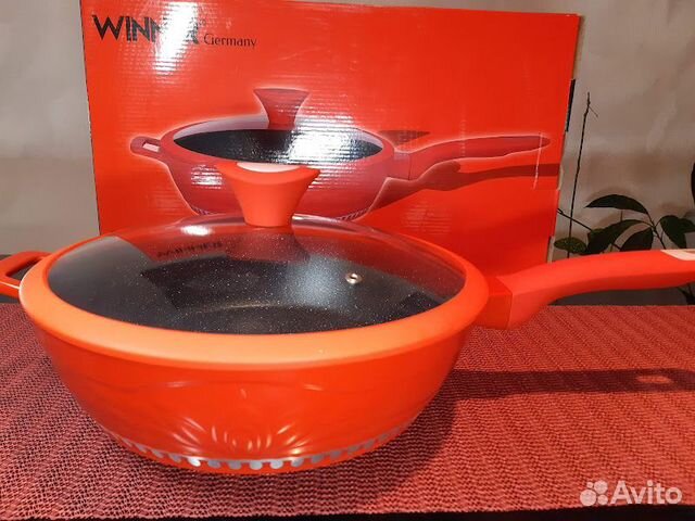 Сотейник RED princess с мрам. покр. Winner 28 см